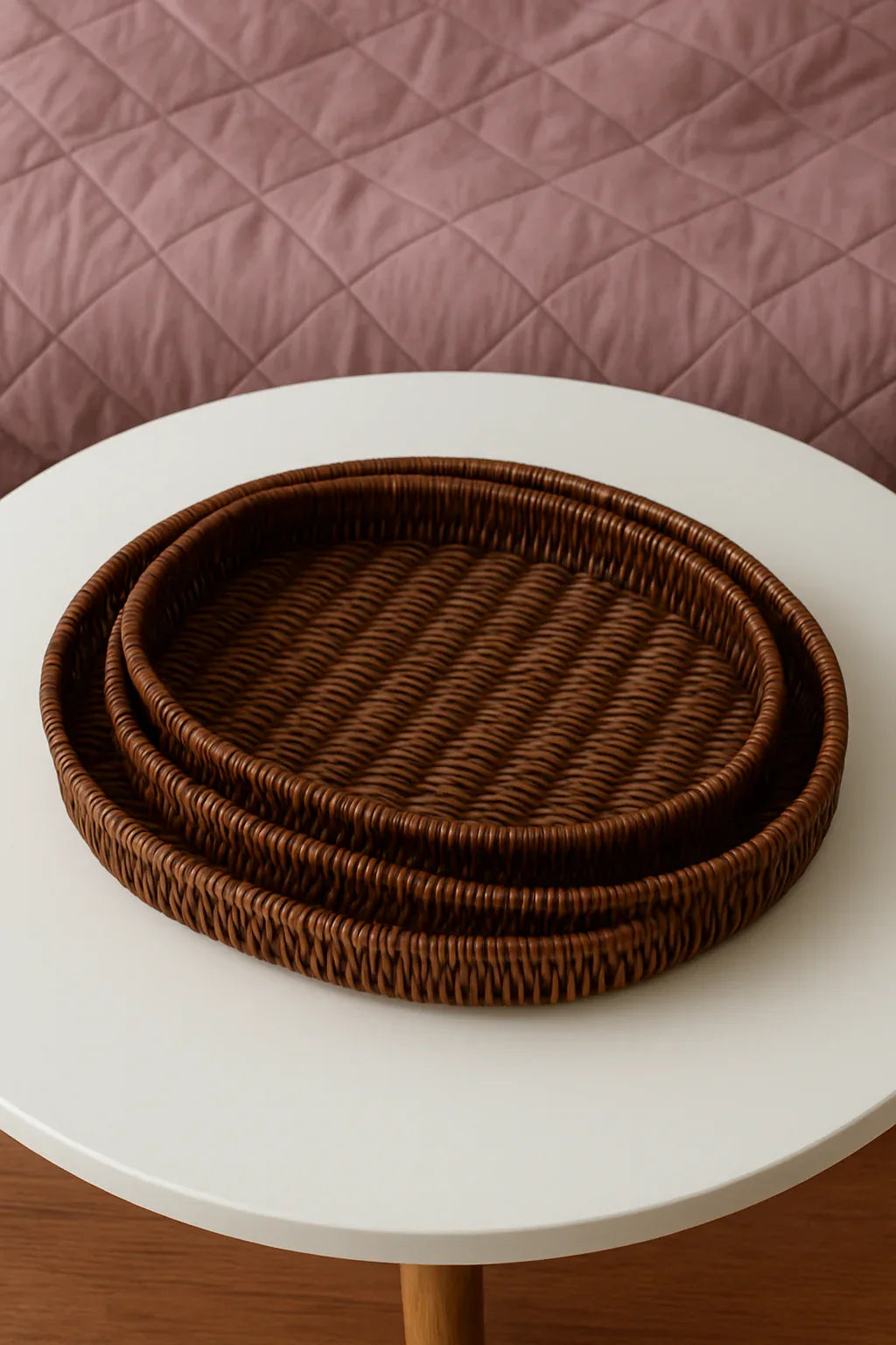 Rattan Tray Oval 03 – Handwoven Oval Rattan Tray Set (Large, Medium, Small)