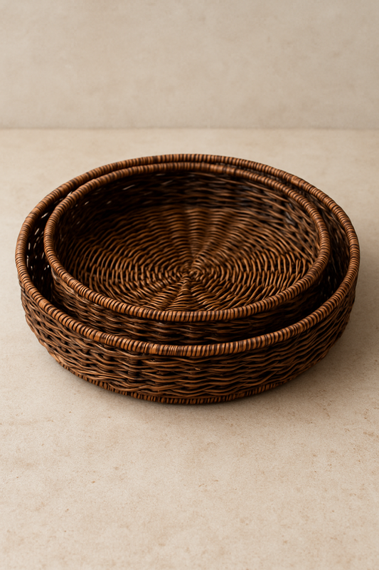 Rattan Tray Round 01 – Handwoven Round Rattan Serving Tray (Large)