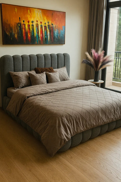Rocky Boucle Bed Greyish Blue in Pakistan – Luxury King Bed