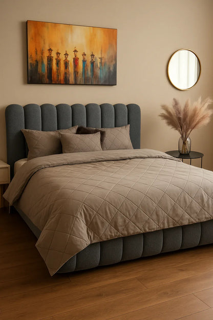 Rocky Boucle Bed Greyish Blue in Pakistan – Luxury King Bed