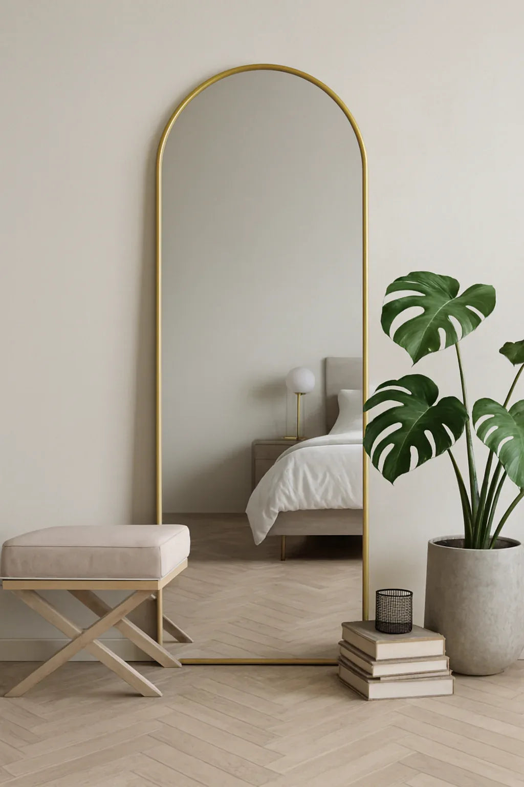Ronny Standing Mirror in Pakistan – 66x25 Gold Metal Floor