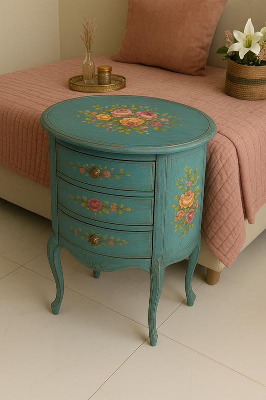 Rose Victorian Table – Hand Painted Wooden Accent Table Pakistan