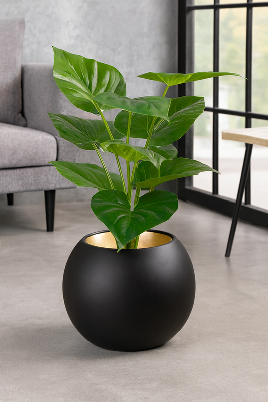 Round Pot Plant 005 | Black Fiber Decorative Plant