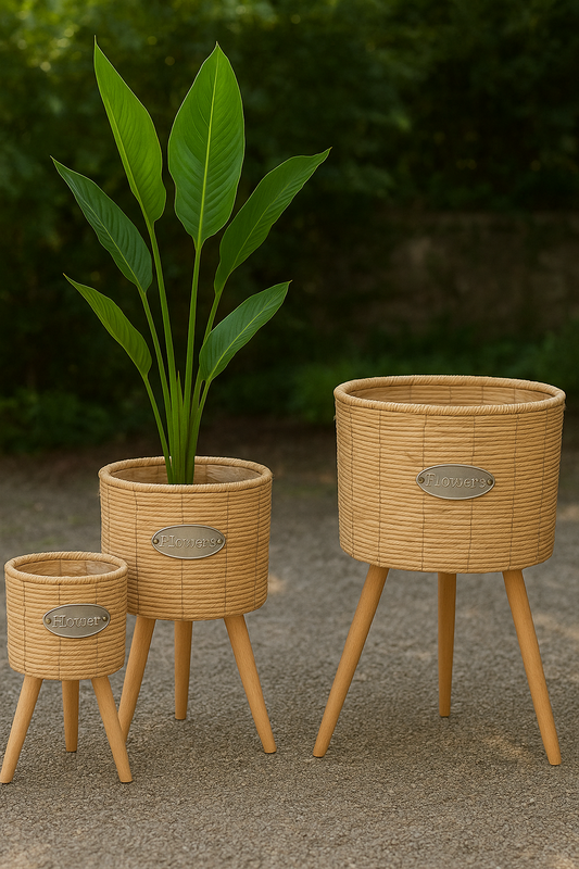 Rustic Planter 06 – Cane Basket Planters (3 Sizes)