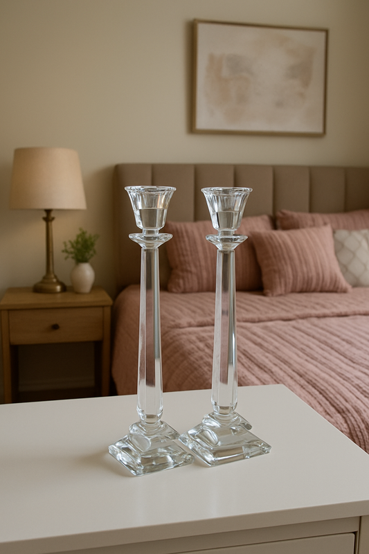 Set of 3 Crystal Candle Stands – Elegant Decorative Set