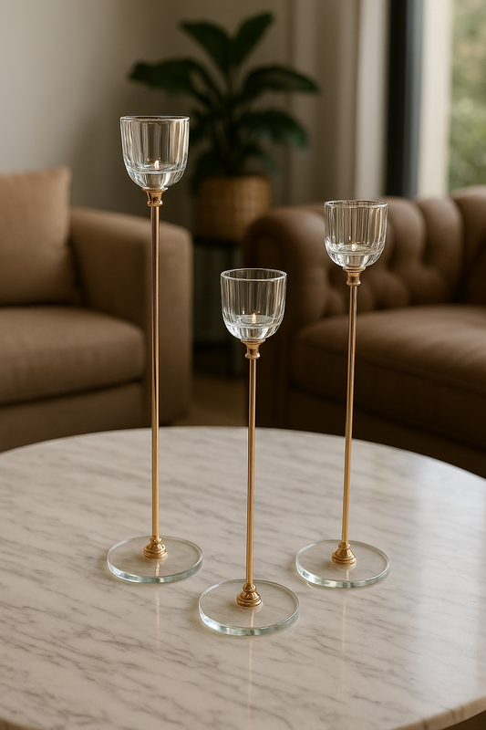 Crystal Candle Stand Set of 3 – Elegant Home Décor 008