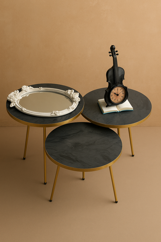 Nesting Tables 003 – Set of 3 UV Top with Metal Legs