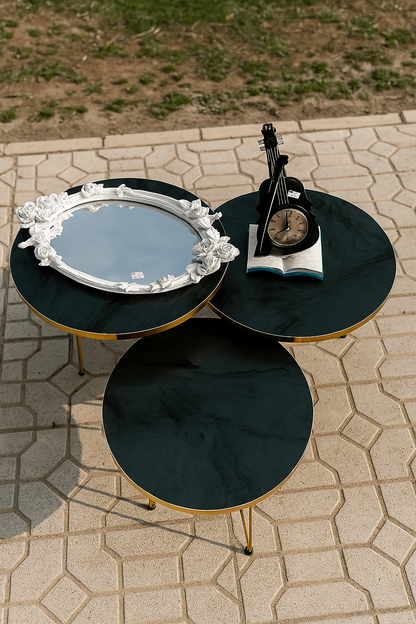 Nesting Tables 003 – Set of 3 UV Top with Metal Legs