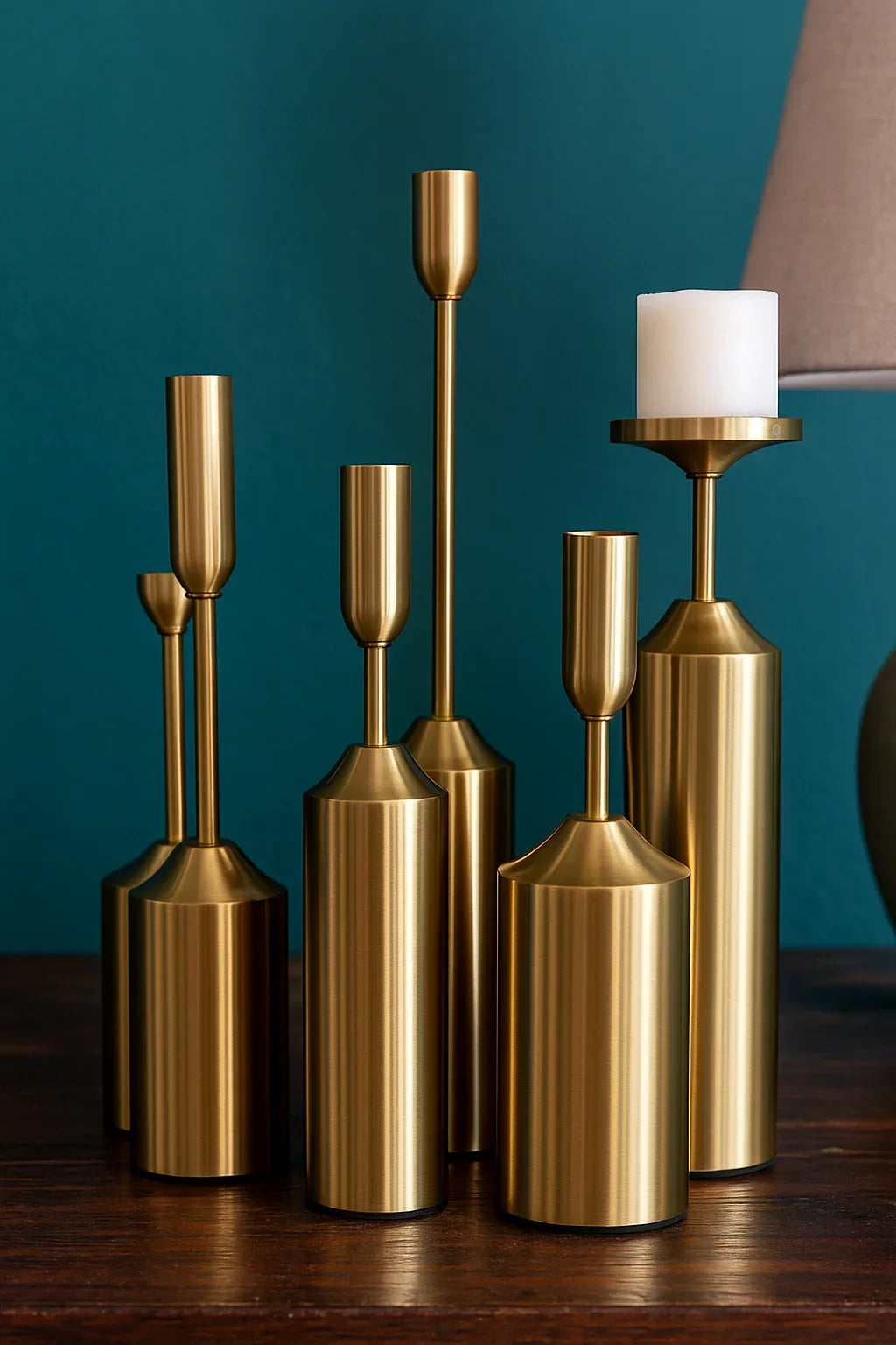 Set of 6 Gold Candle Stands – Elegant Metal Decor in Pakistan