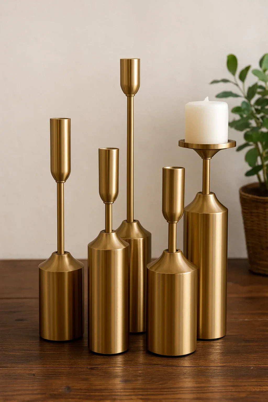 Set of 6 Gold Candle Stands – Elegant Metal Decor in Pakistan