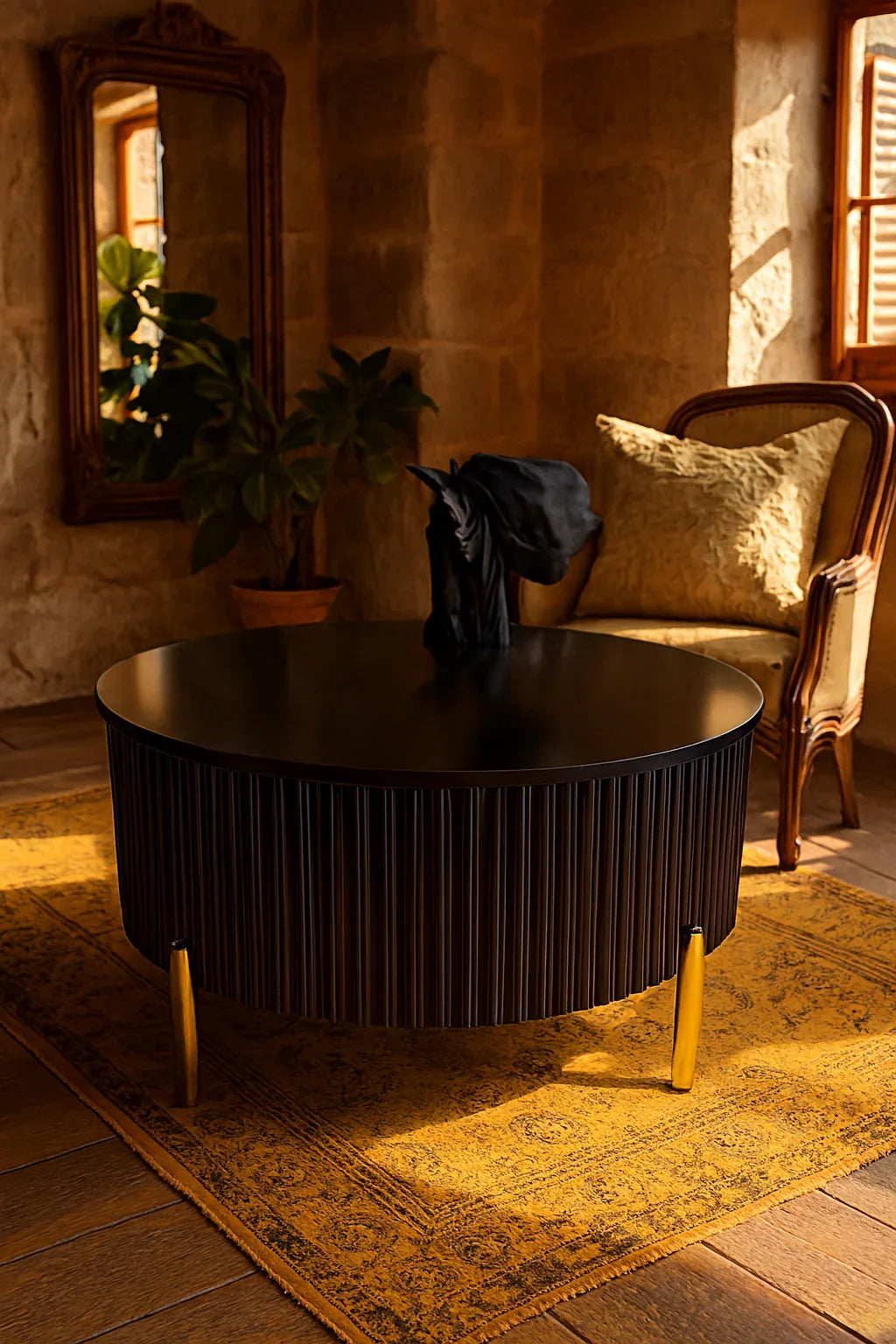 Shadow Round Coffee Table – Black MDF Deco Finish