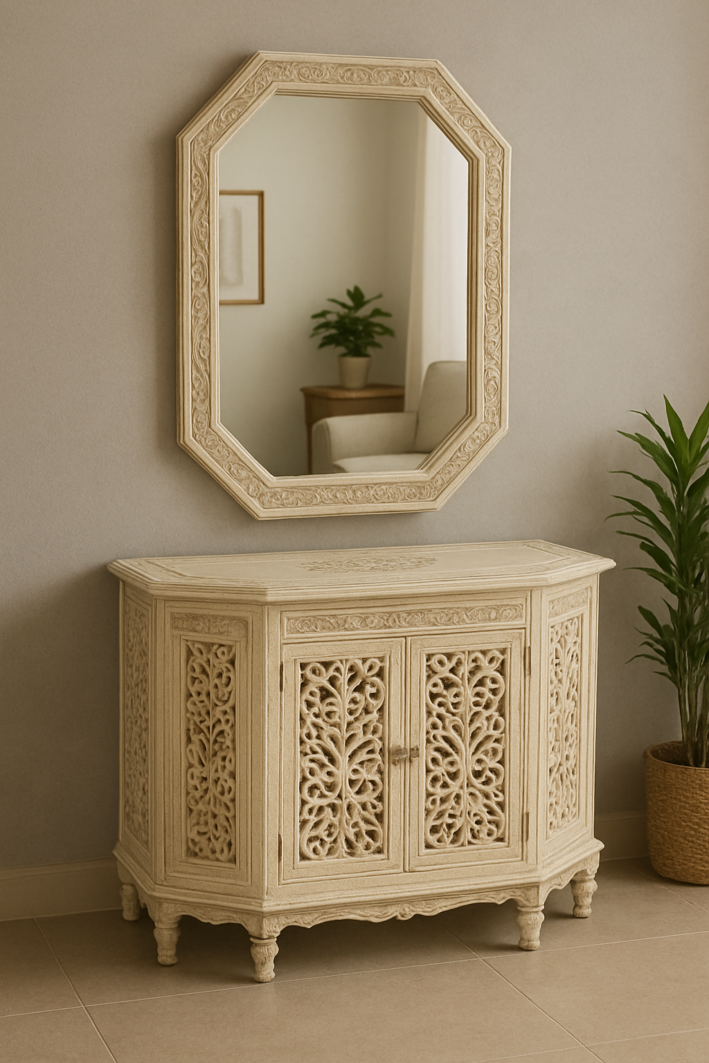 Shahi Mirror Console – Sheesham Wood Luxury Console Table with Mirror Pakistan