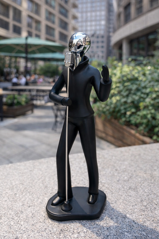 Singer with Mike Sculpture in Pakistan – Ceramic Decor