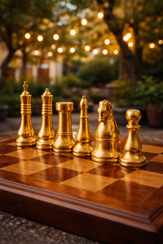 Six Piece Chess Set in Pakistan – Gold Plated Decor