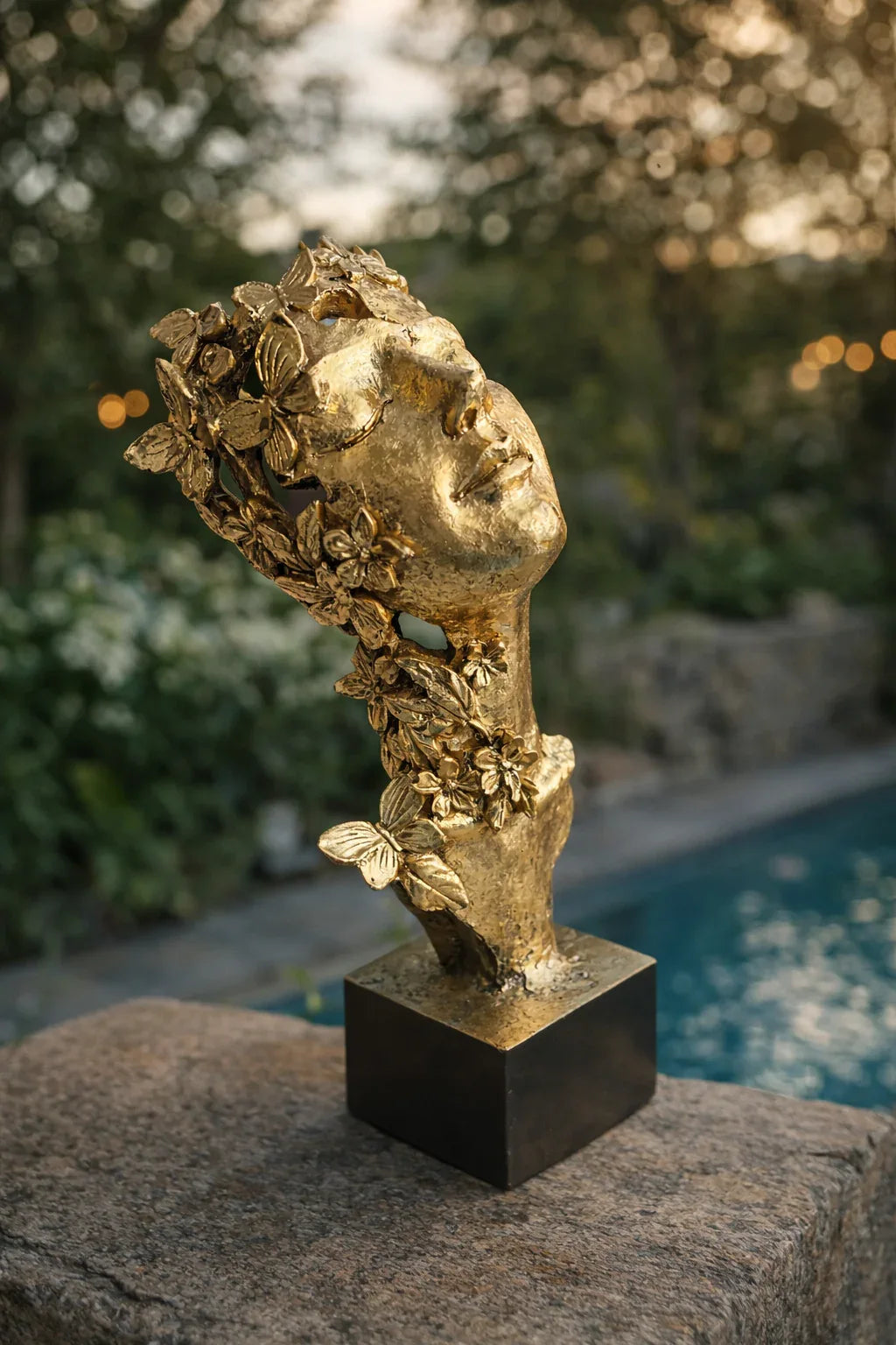Sleeping Lady Face Sculpture Gold Resin Pakistan