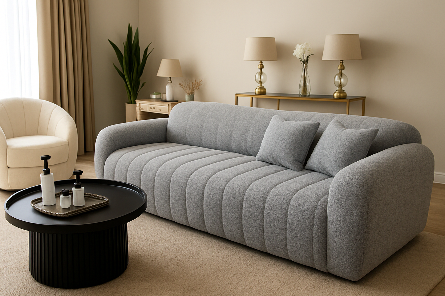 Softy L Shape Sofa – 5 Seater Velvet Sofa in Pakistan