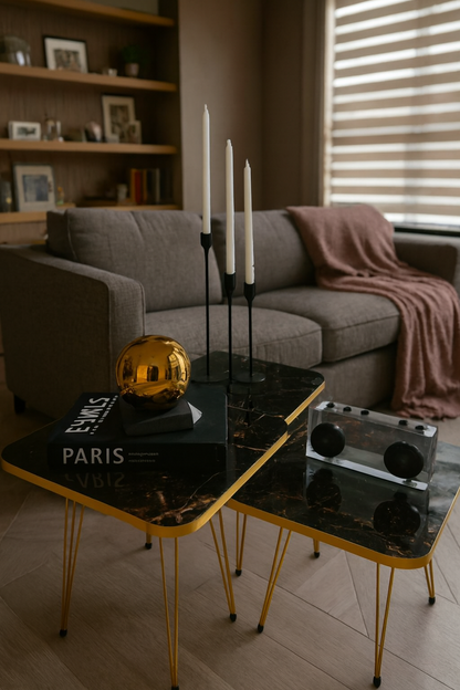 Square Black Glory Nesting Tables Set of 3 – High Gloss