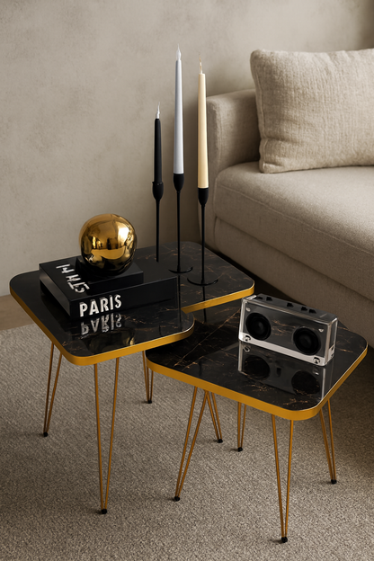 Square Black Glory Nesting Tables Set of 3 – High Gloss