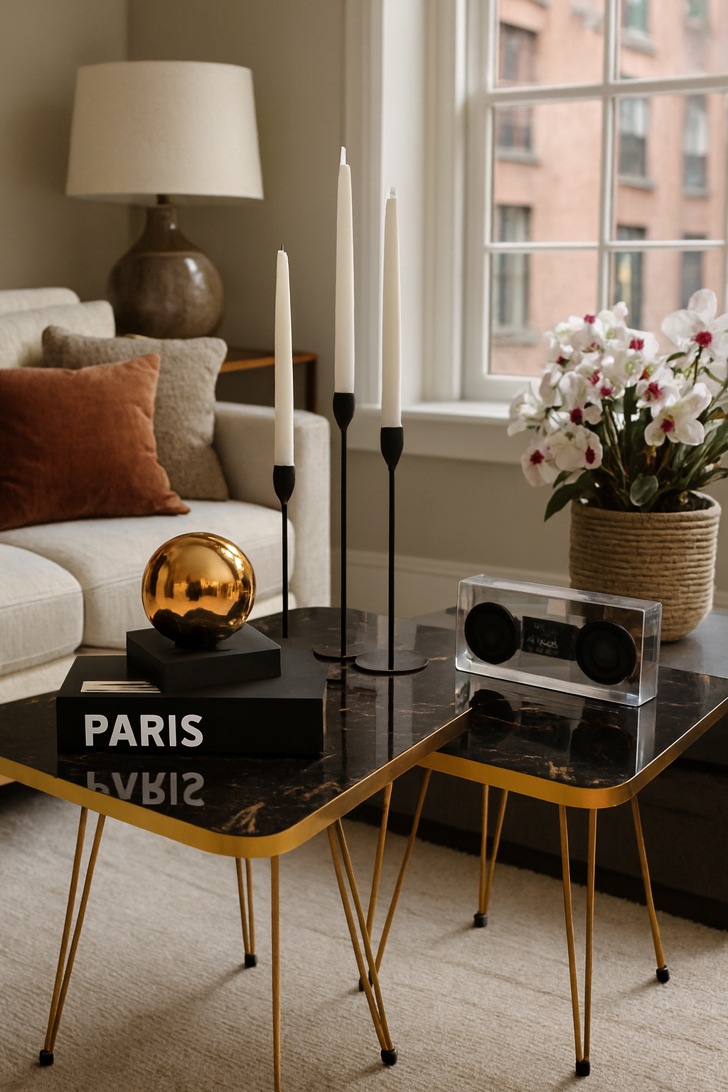 Square Black Glory Nesting Tables Set of 3 – High Gloss