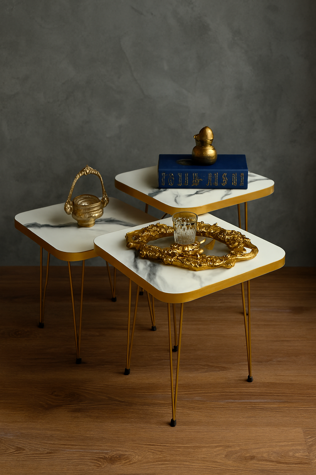 Square White Glory Nesting Tables in Pakistan – Set of 3