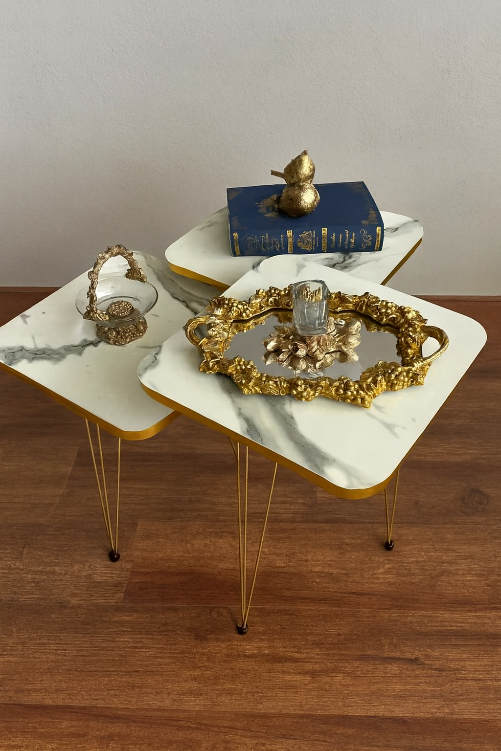 Square White Glory Nesting Tables in Pakistan – Set of 3