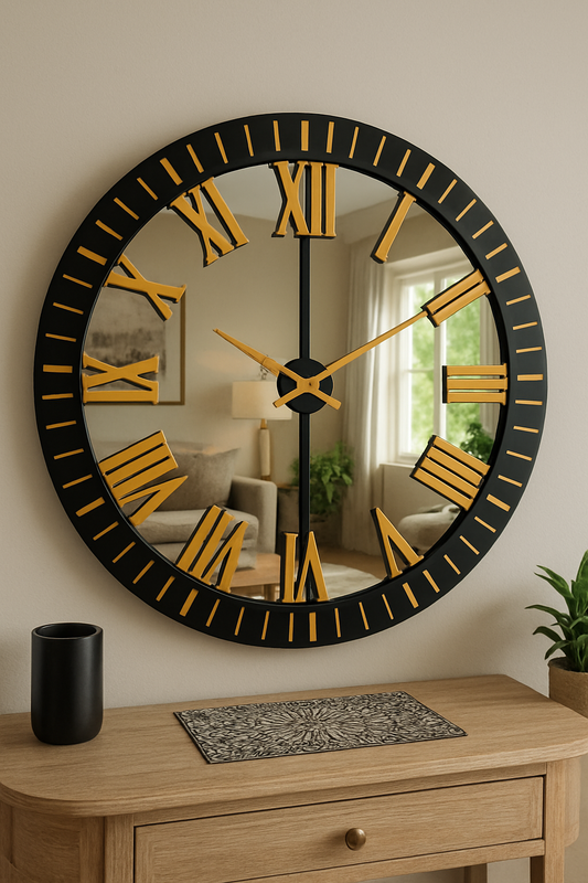 Stevia Clock – 48" Black & Silver MDF Wall Clock