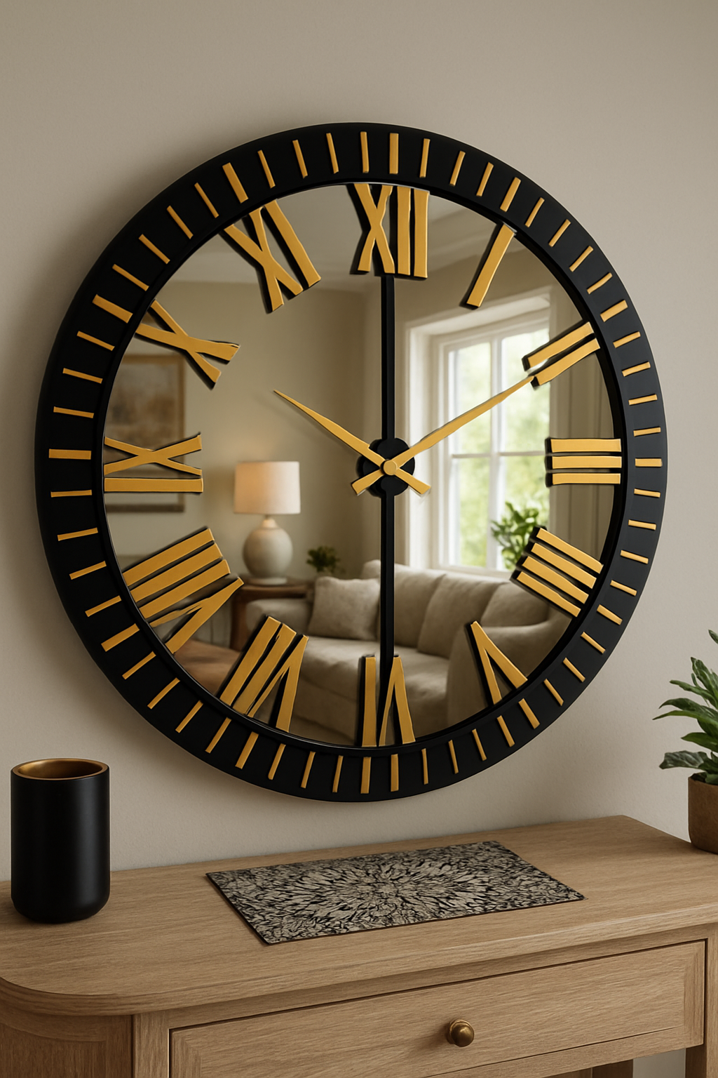 Stevia Clock – 48" Black & Silver MDF Wall Clock