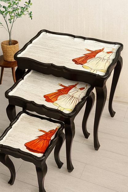 Sufi Nesting Table Set of 3 in Pakistan – Hand Painted