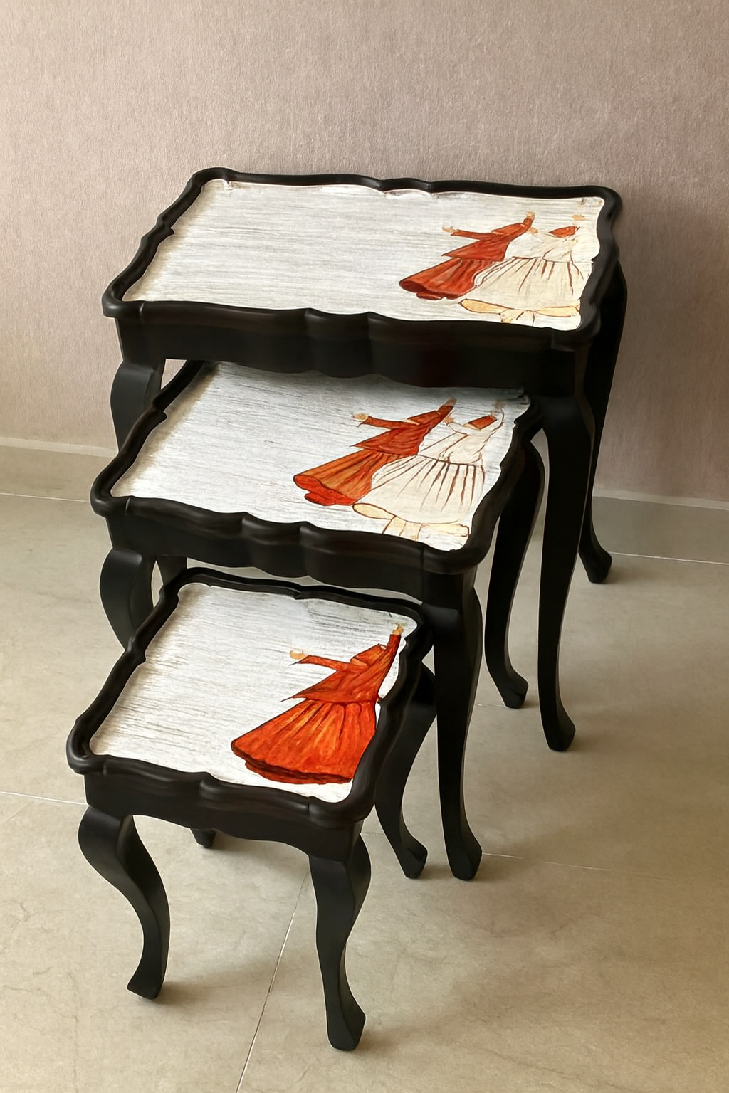 Sufi Nesting Table Set of 3 in Pakistan – Hand Painted