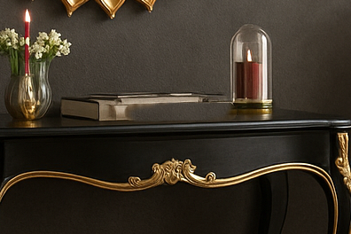 Sun Mirror Console – Luxury Console Table with Round Mirror | MDF & Sheesham