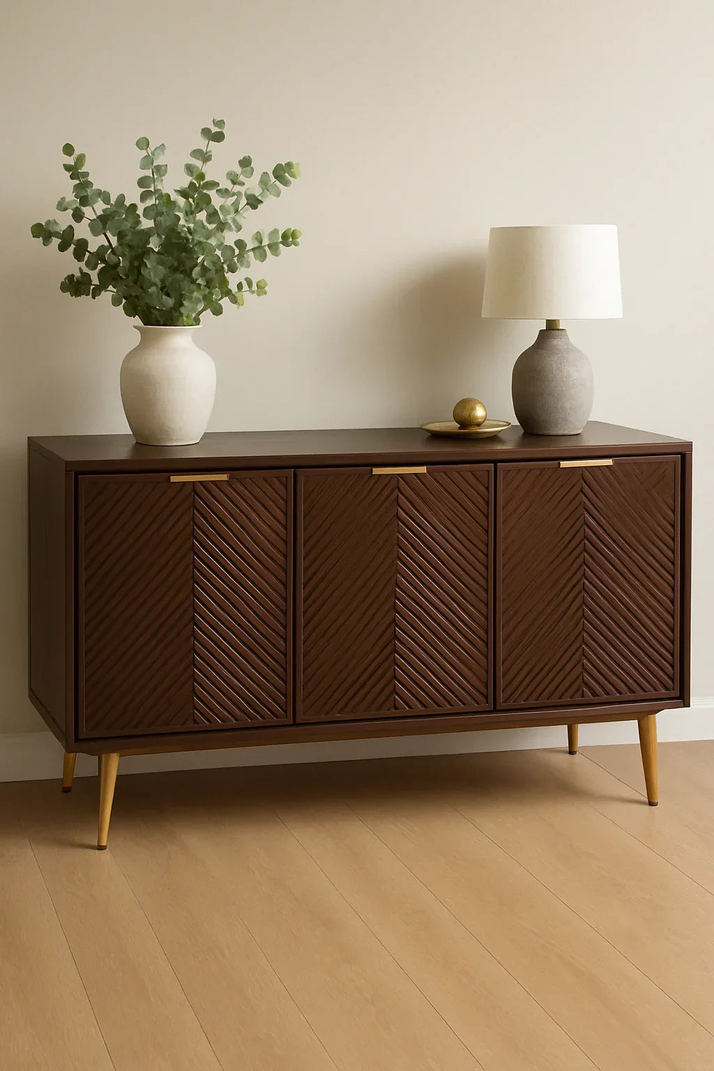 Timberline Console – Dark Brown CNC Design