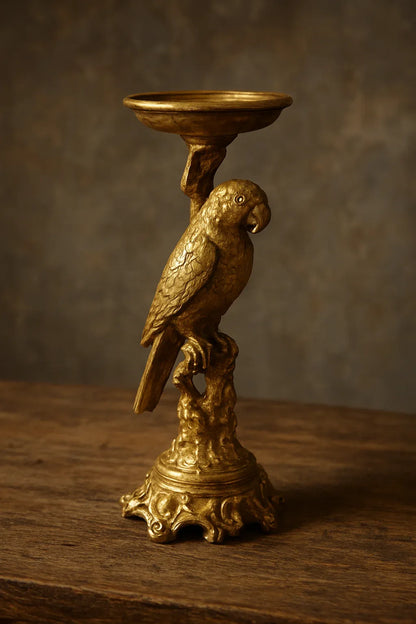 Toucan Bird Candle Stand – Resin Decor with Gold Leafing