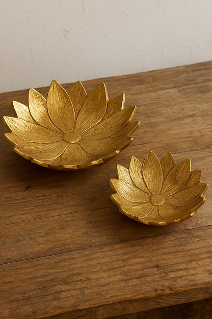 Tray 21 Set of 2 – Resin Gold Leaf Trays Pakistan