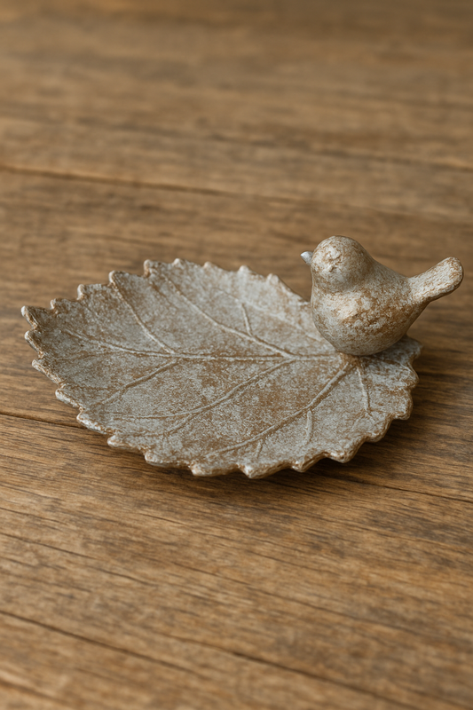 Trinket Tray Sparrow White Antique – Resin Decorative Storage Tray