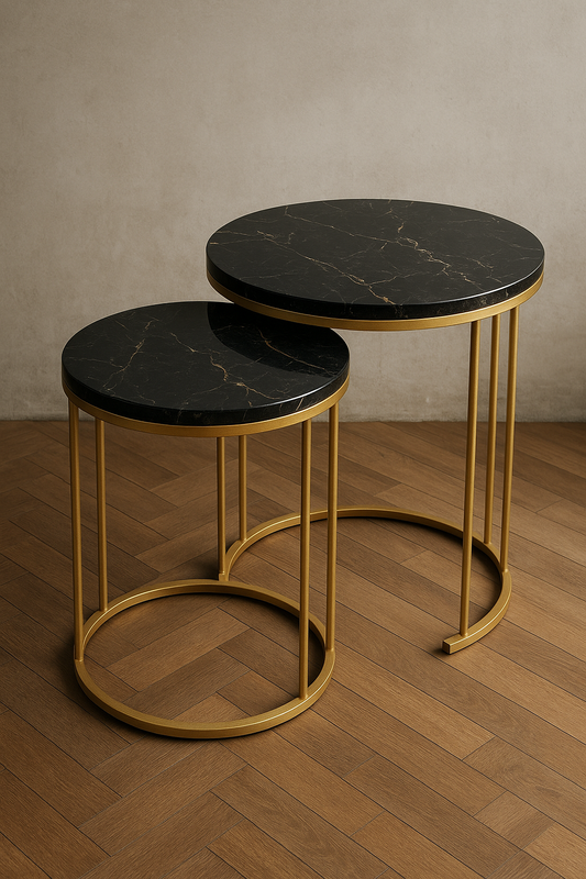 Trio Metallic Coffee Table – Gloss Top & Metal Base