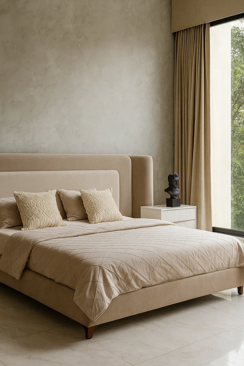 Valencia Boucle Bed 2 Tone – Custom Wooden & MDF Bed
