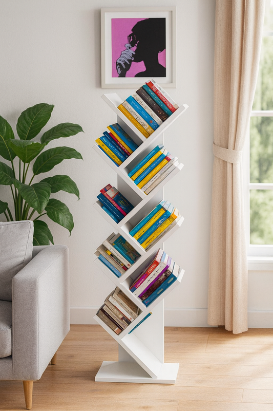 White Tommy Tree Bookshelf in Pakistan – Durable MDF Shelf