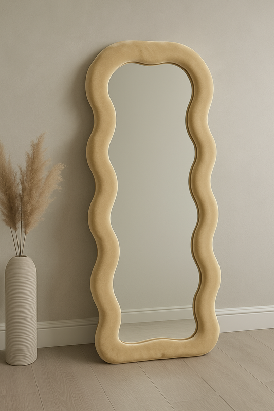 Wavy Round Mirror in Pakistan – Velvet Frame Wall Mirror!!