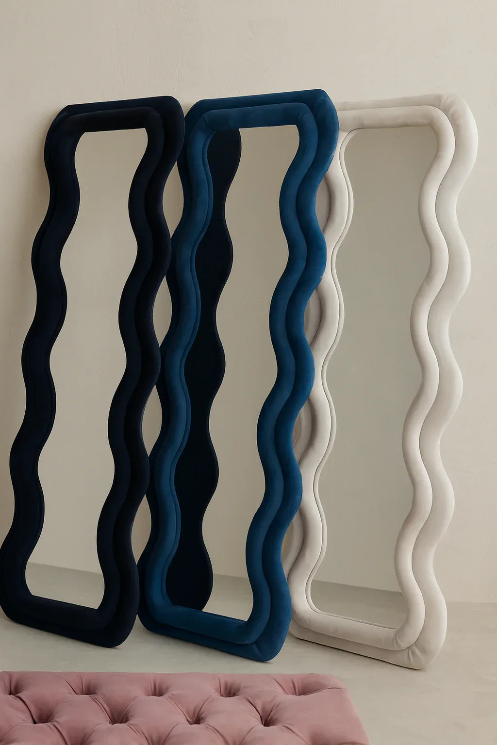 Wavy Square Mirror in Pakistan – 72x26 Wooden Frame Mirror
