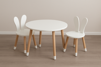 White Butterfly Kids Table & Chair Set – MDF Wood