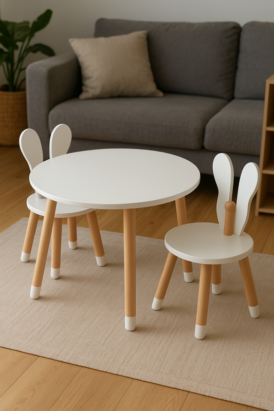 White Butterfly Kids Table & 2 Chairs – MDF Wood Set
