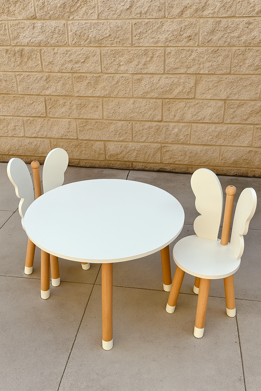 White Butterfly Kids Table & 2 Chairs – MDF Wood Set