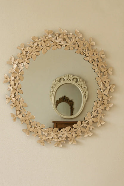 White Butterfly Mirror in Pakistan – Decorative Metal Wall Art