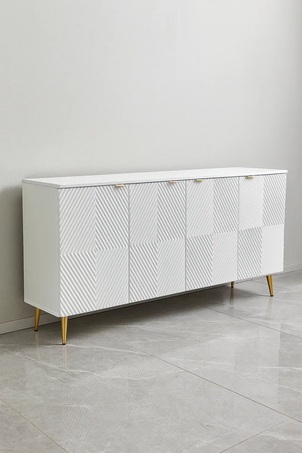 White Whisper Console – CNC Design with Storage