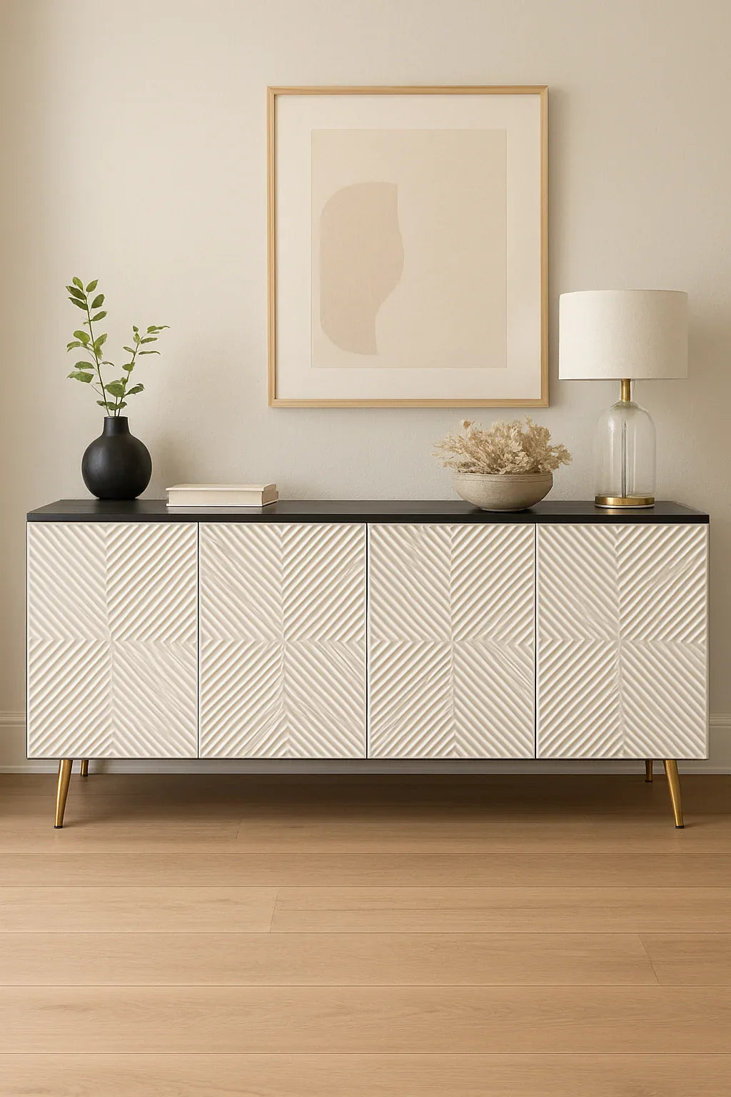 White Whisper Console – CNC Design with Storage