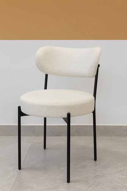 White Bouclé Dining Chair | Elegant & Comfortable Seating