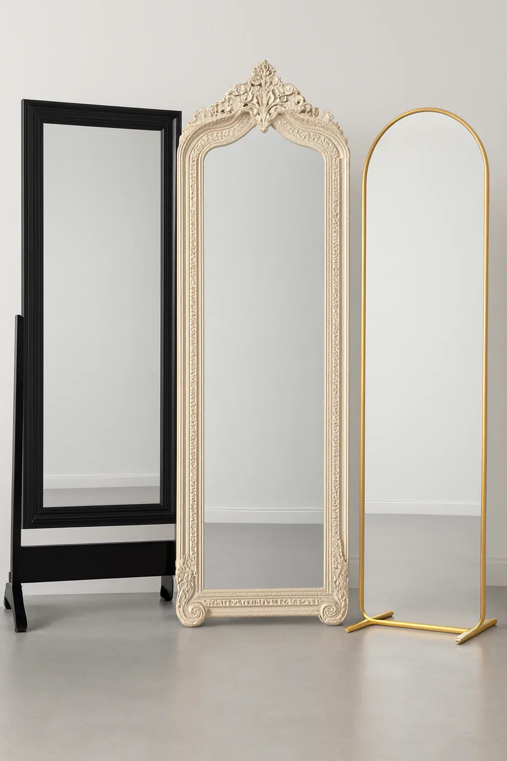 White Carved Standing Mirror in Pakistan – 6x2 Ft Mirror
