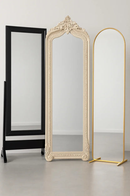 White Carved Standing Mirror in Pakistan – 6x2 Ft Mirror