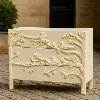 Wing Whisper Console – Off-White CNC Design, MDF Luxury