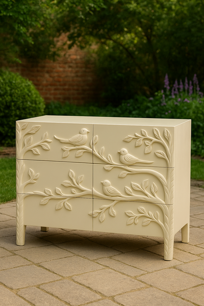 Wing Whisper Console – Off-White CNC Design, MDF Luxury